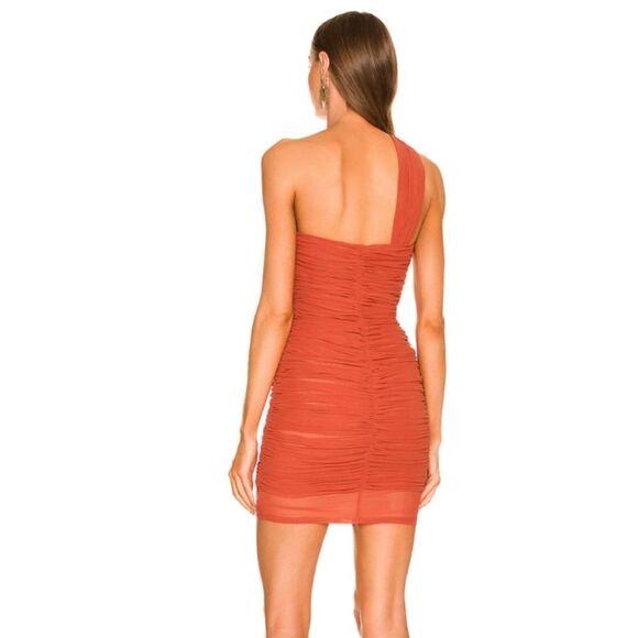 Michael Costello x REVOLVE Honor Mini Dress in Rust Ruched Bodycon - Picture 8 of 13